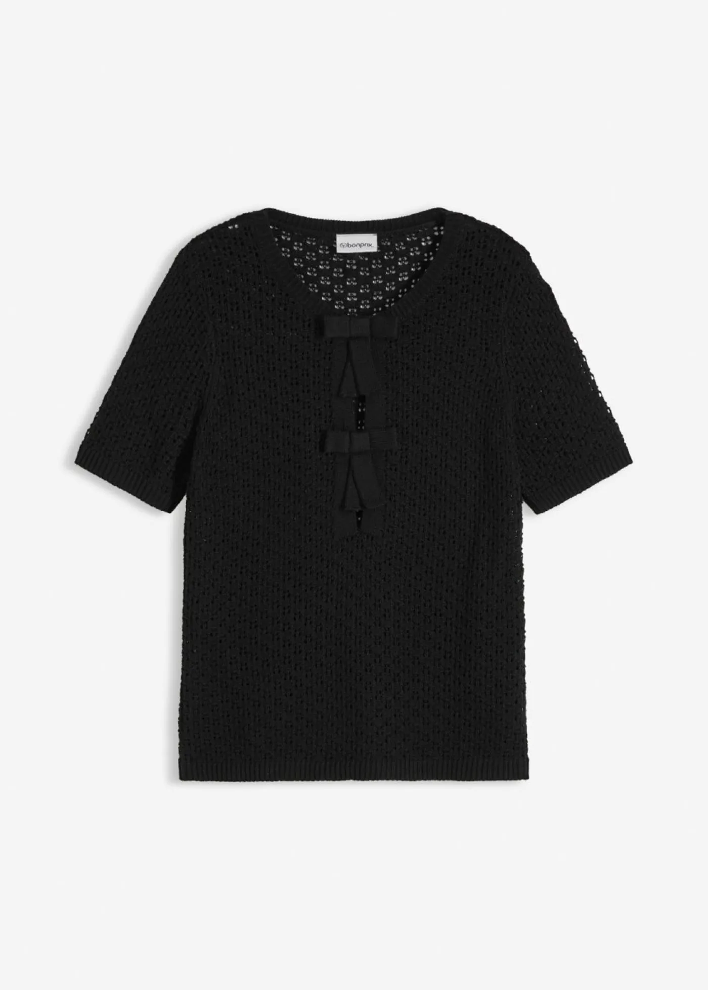 bonprix bonprix Jersey de punto ajour de mezcla de algodón Negro Discount
