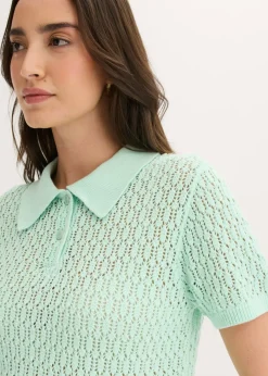 bonprix bonprix Jersey de punto ajour de algodón puro Menta claro