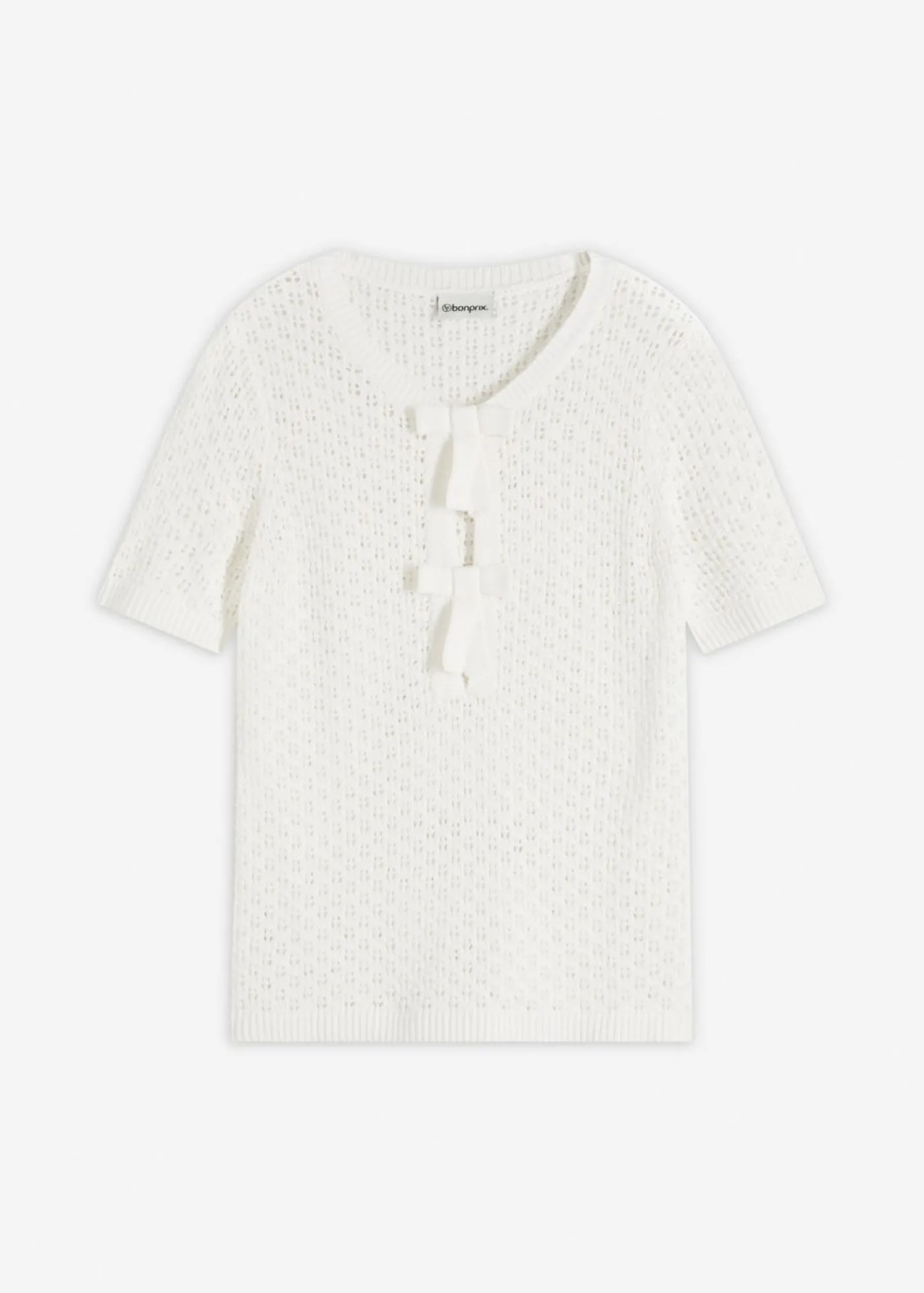 bonprix bonprix Jersey de punto ajour de mezcla de algodón Blanco lana Hot