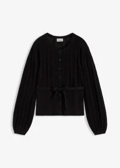 bonprix bonprix Jersey de punto ajour en mezcla de algodón Negro