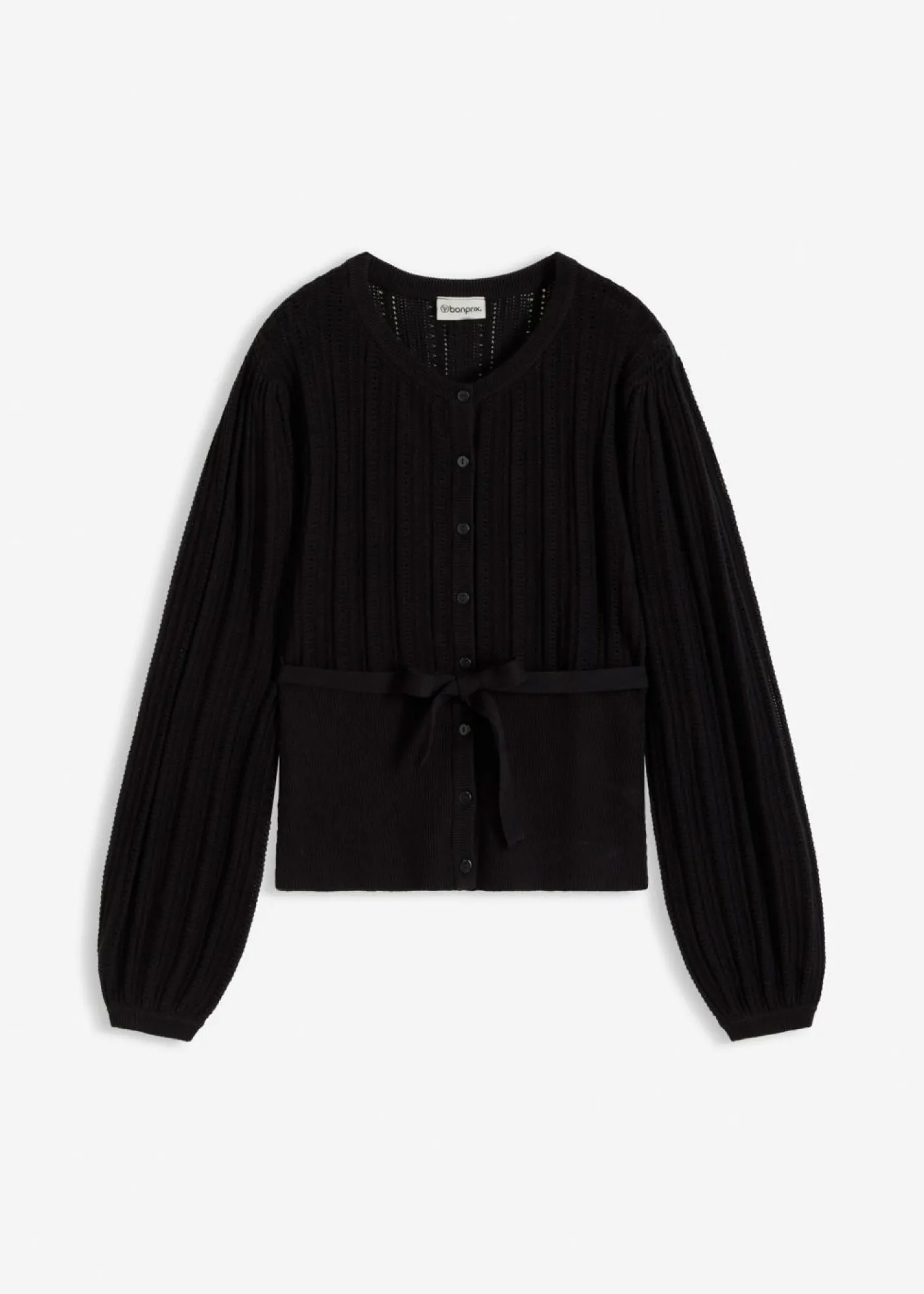 bonprix bonprix Jersey de punto ajour en mezcla de algodón Negro