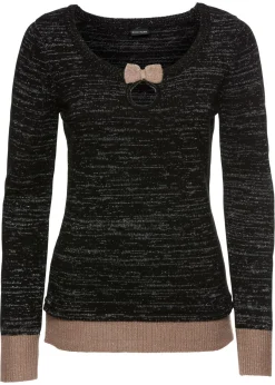 bonprix bonprix Jersey de punto brillante negro-topo-plateado New