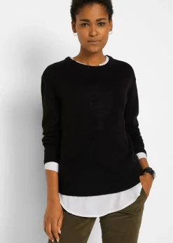 bonprix bonprix Jersey de punto con cuello redondo Negro Online