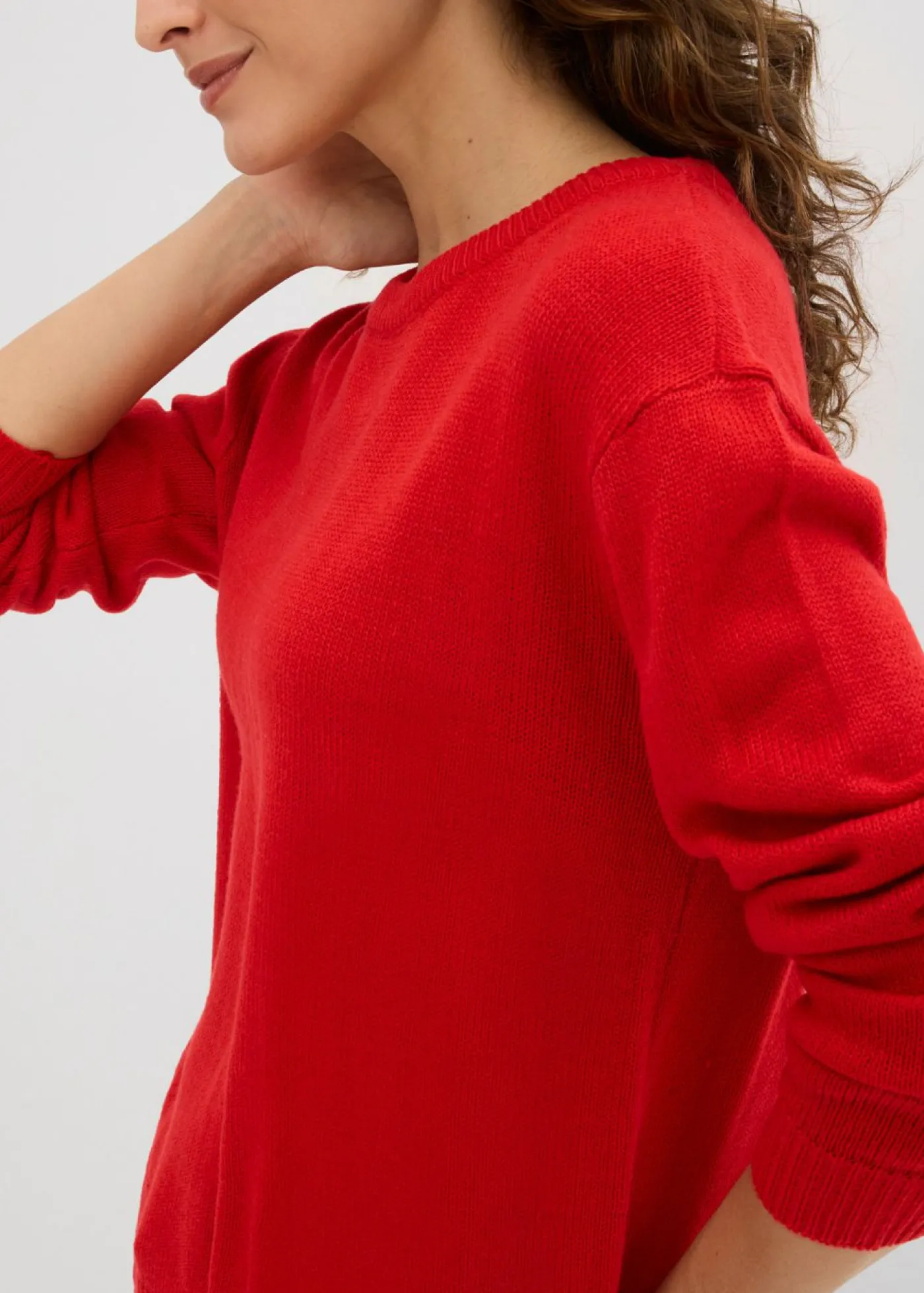 bonprix bonprix Jersey de punto con cuello redondo rojo lava