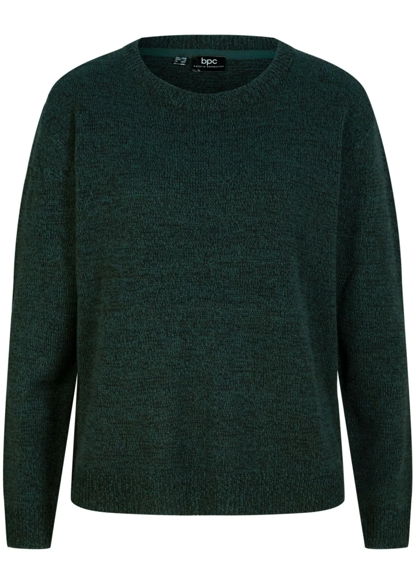 bonprix bonprix Jersey de punto con cuello redondo jaspeado Verde intenso Online