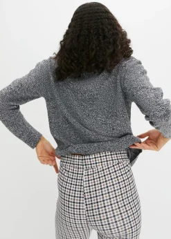 bonprix bonprix Jersey de punto con cuello redondo jaspeado Antracita jaspeado Discount