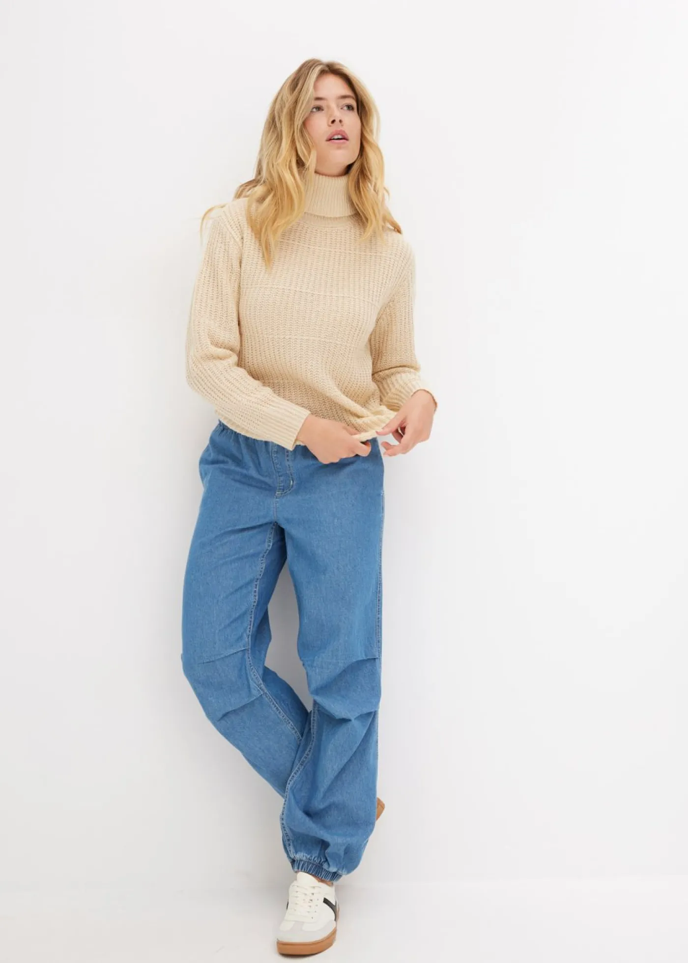 bonprix bonprix Jersey de punto con cuello vuelto gris guijarro