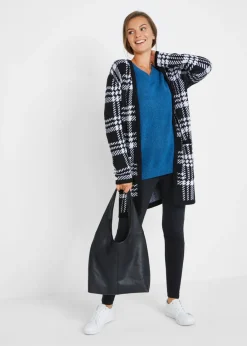 bonprix bonprix Jersey de punto con cuello en V, de corte oversize Azul polar Discount