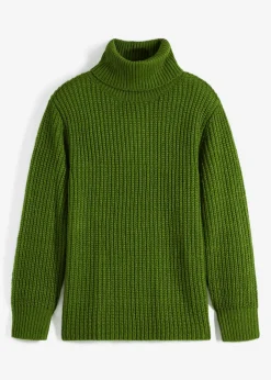 bonprix bonprix Jersey de punto con cuello vuelto verde cactus
