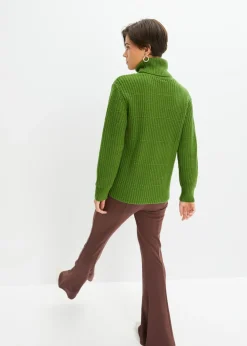 bonprix bonprix Jersey de punto con cuello vuelto verde cactus