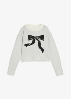 bonprix bonprix Jersey de punto con lazo Blanco lana Outlet