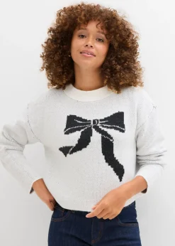 bonprix bonprix Jersey de punto con lazo Blanco lana Outlet