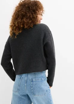 bonprix bonprix Jersey de punto con lazo Antracita jaspeado New