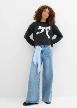 bonprix bonprix Jersey de punto con lazo Antracita jaspeado New