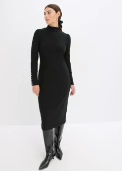bonprix bonprix Jersey de punto de canalé de mezcla de viscosa Negro Outlet