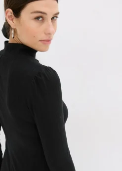 bonprix bonprix Jersey de punto de canalé de mezcla de viscosa Negro Outlet