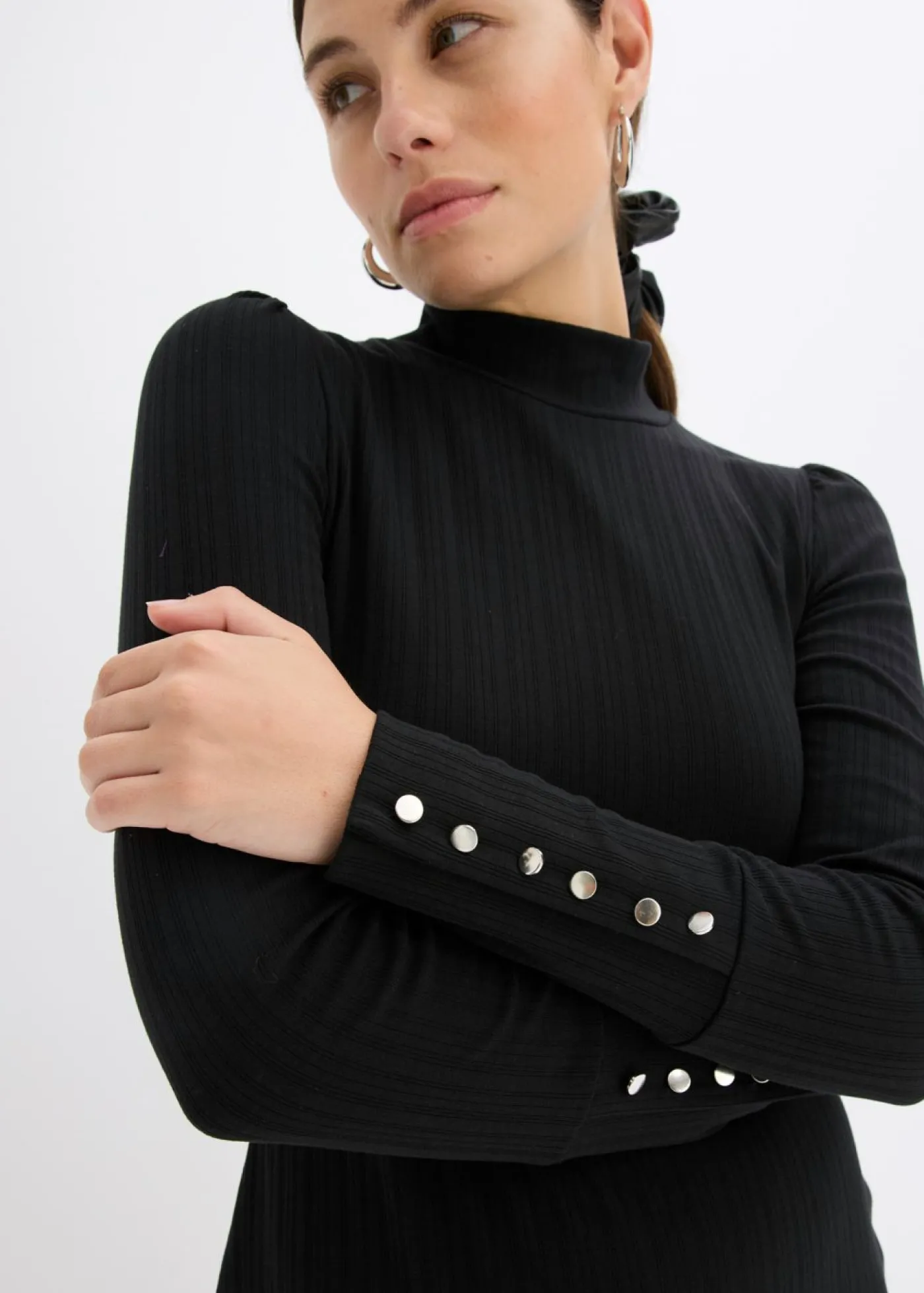 bonprix bonprix Jersey de punto de canalé de mezcla de viscosa Negro Outlet