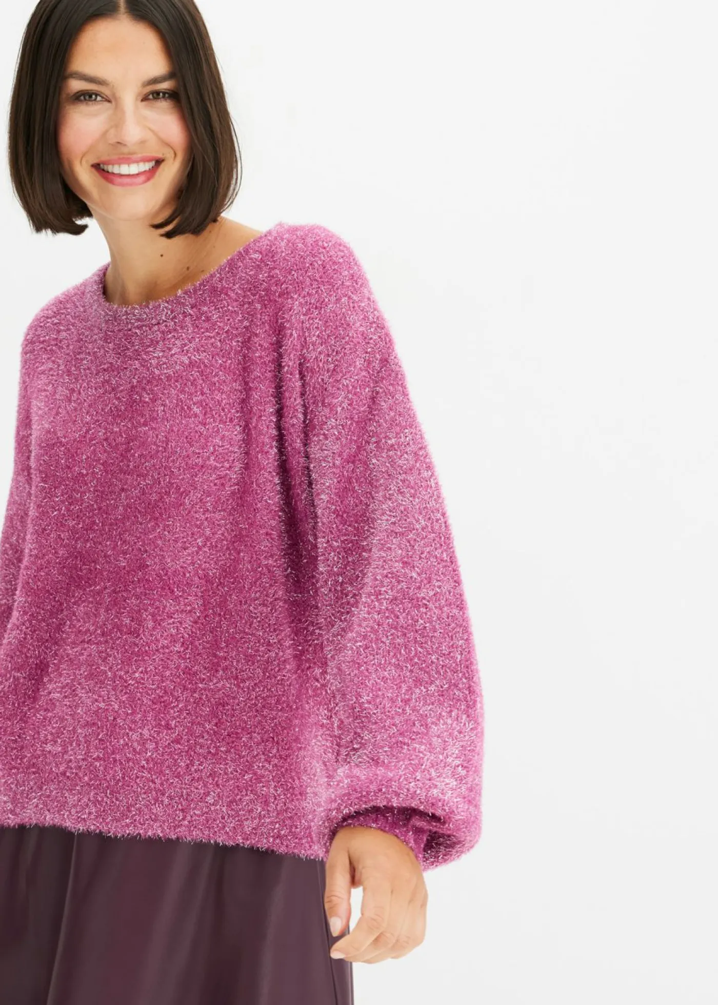 bonprix bonprix Jersey de punto fino orquídea púrpura-plata Discount