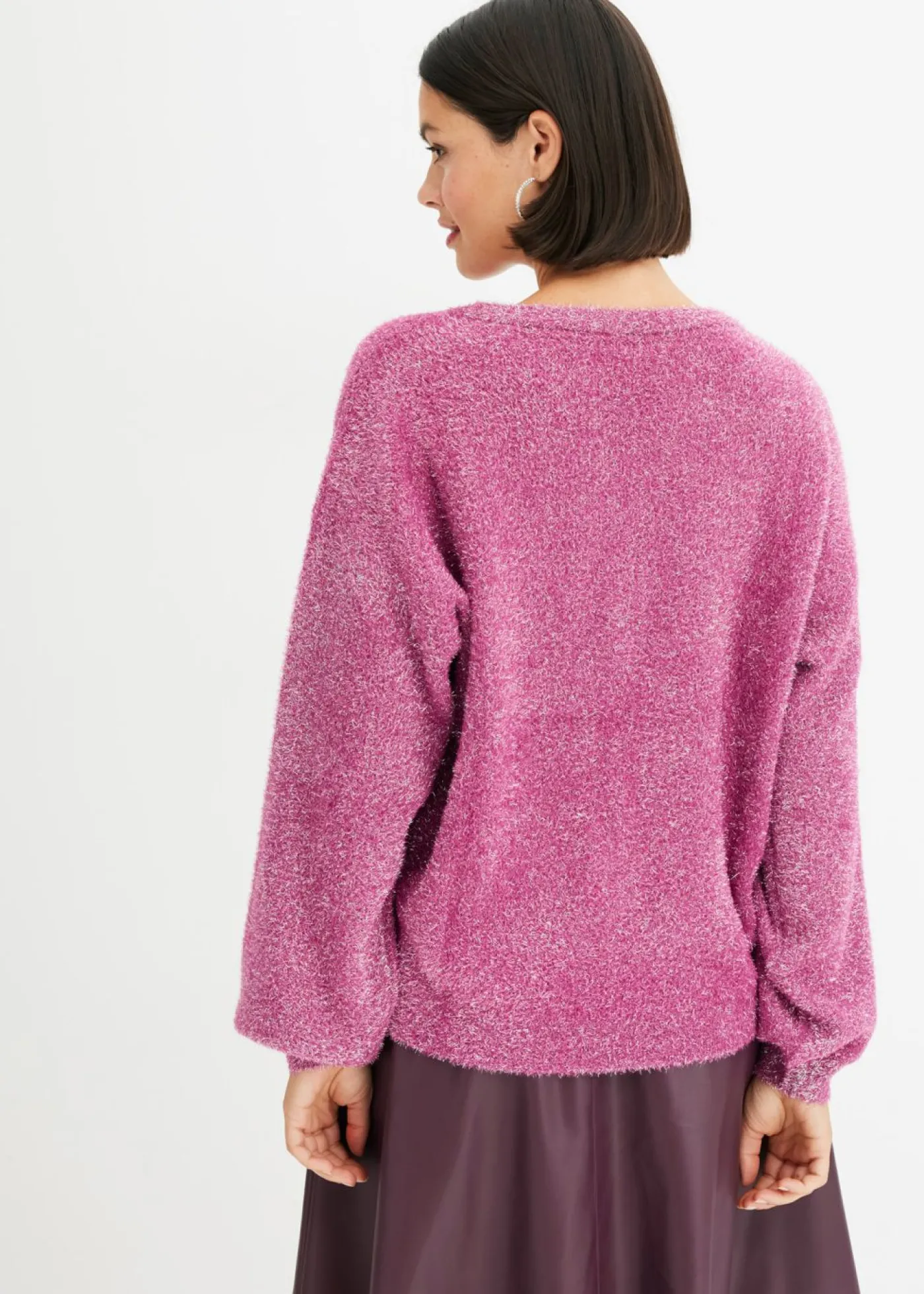 bonprix bonprix Jersey de punto fino orquídea púrpura-plata Discount