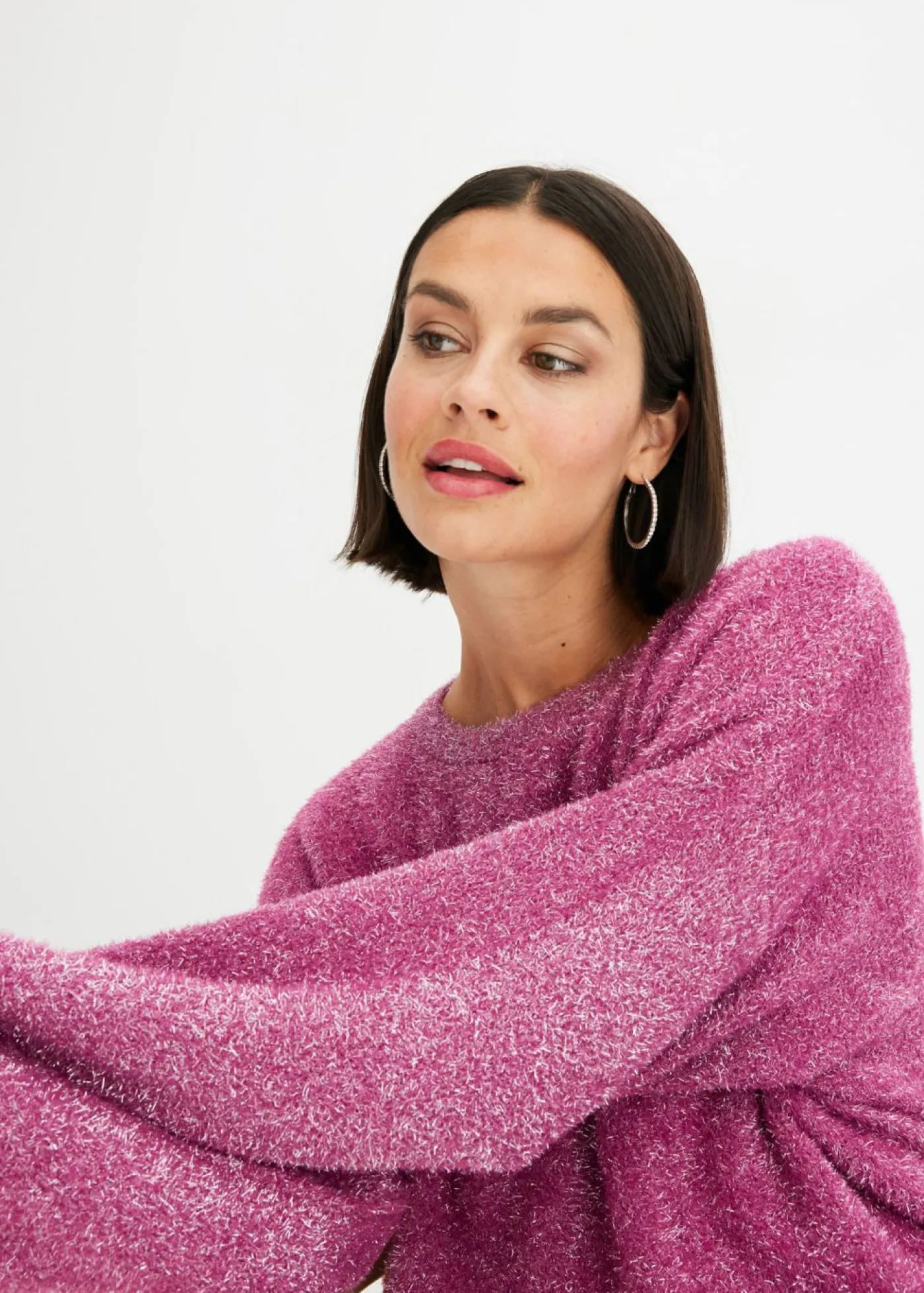 bonprix bonprix Jersey de punto fino orquídea púrpura-plata Discount