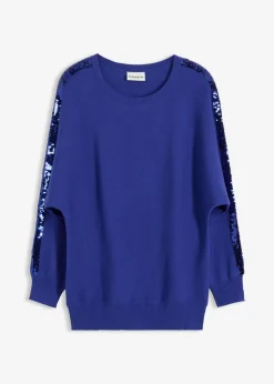 bonprix bonprix Jersey de punto fino con lentejuelas Azul zafiro New