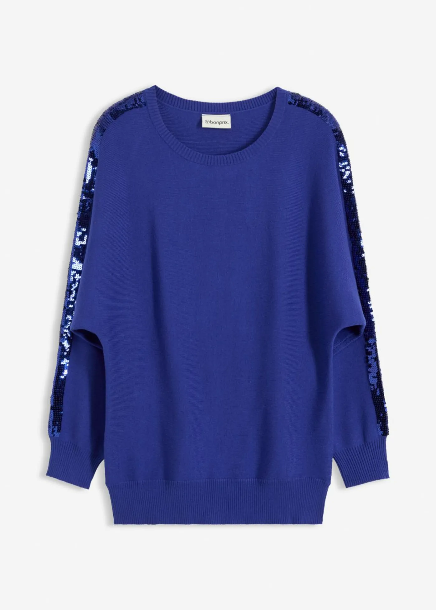 bonprix bonprix Jersey de punto fino con lentejuelas Azul zafiro New