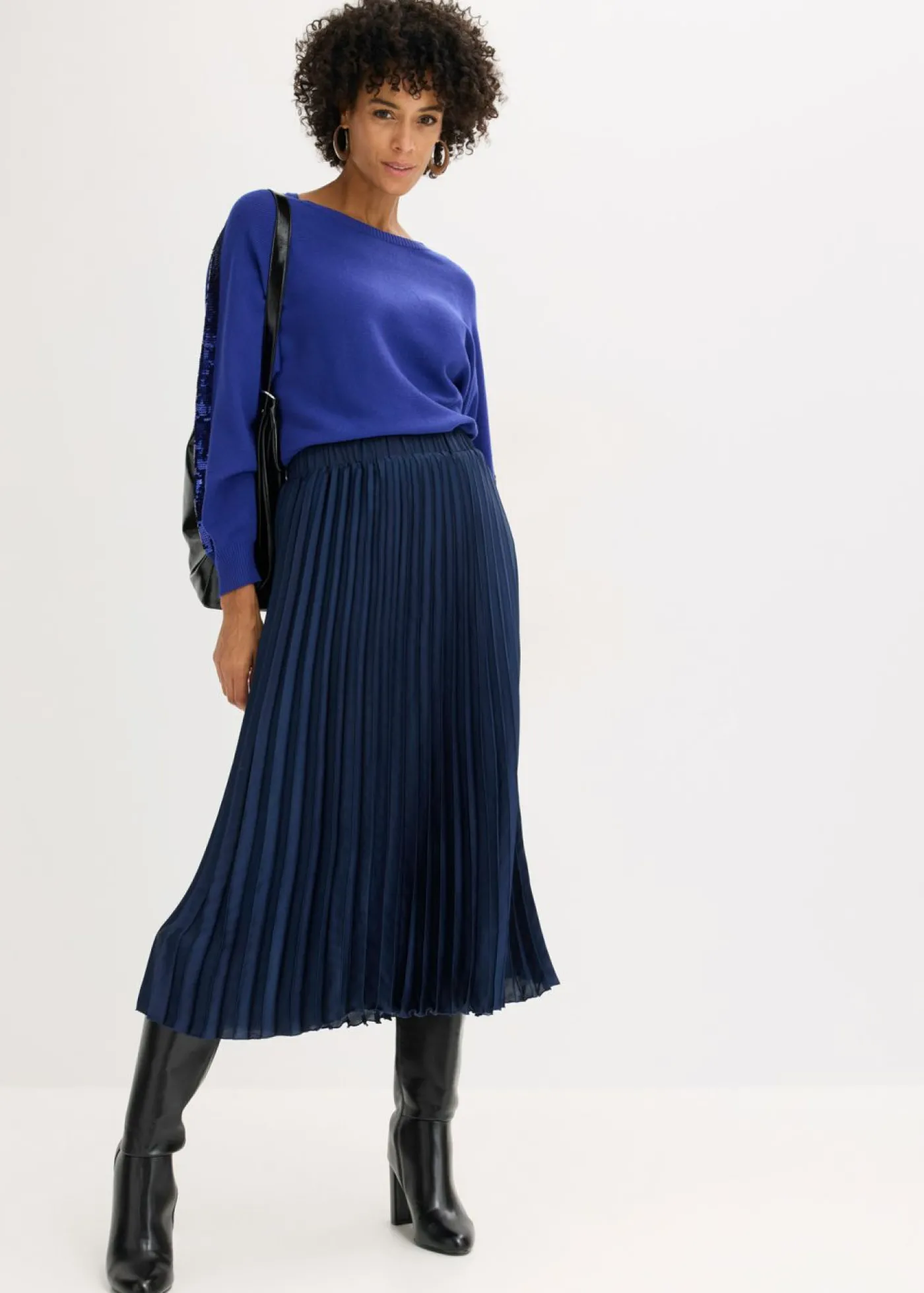 bonprix bonprix Jersey de punto fino con lentejuelas Azul zafiro New
