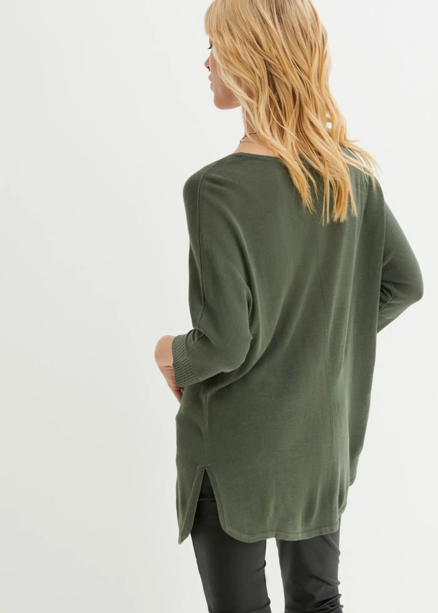 bonprix bonprix Jersey de punto fino con mangas 3/4 Verde eucalipto Clearance