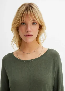 bonprix bonprix Jersey de punto fino con mangas 3/4 Verde eucalipto Clearance