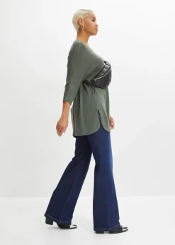 bonprix bonprix Jersey de punto fino con mangas 3/4 Verde eucalipto Clearance