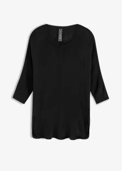 bonprix bonprix Jersey de punto fino con mangas 3/4 Negro Sale