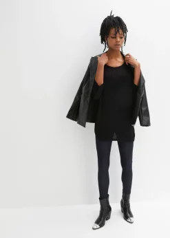bonprix bonprix Jersey de punto fino con mangas 3/4 Negro Sale