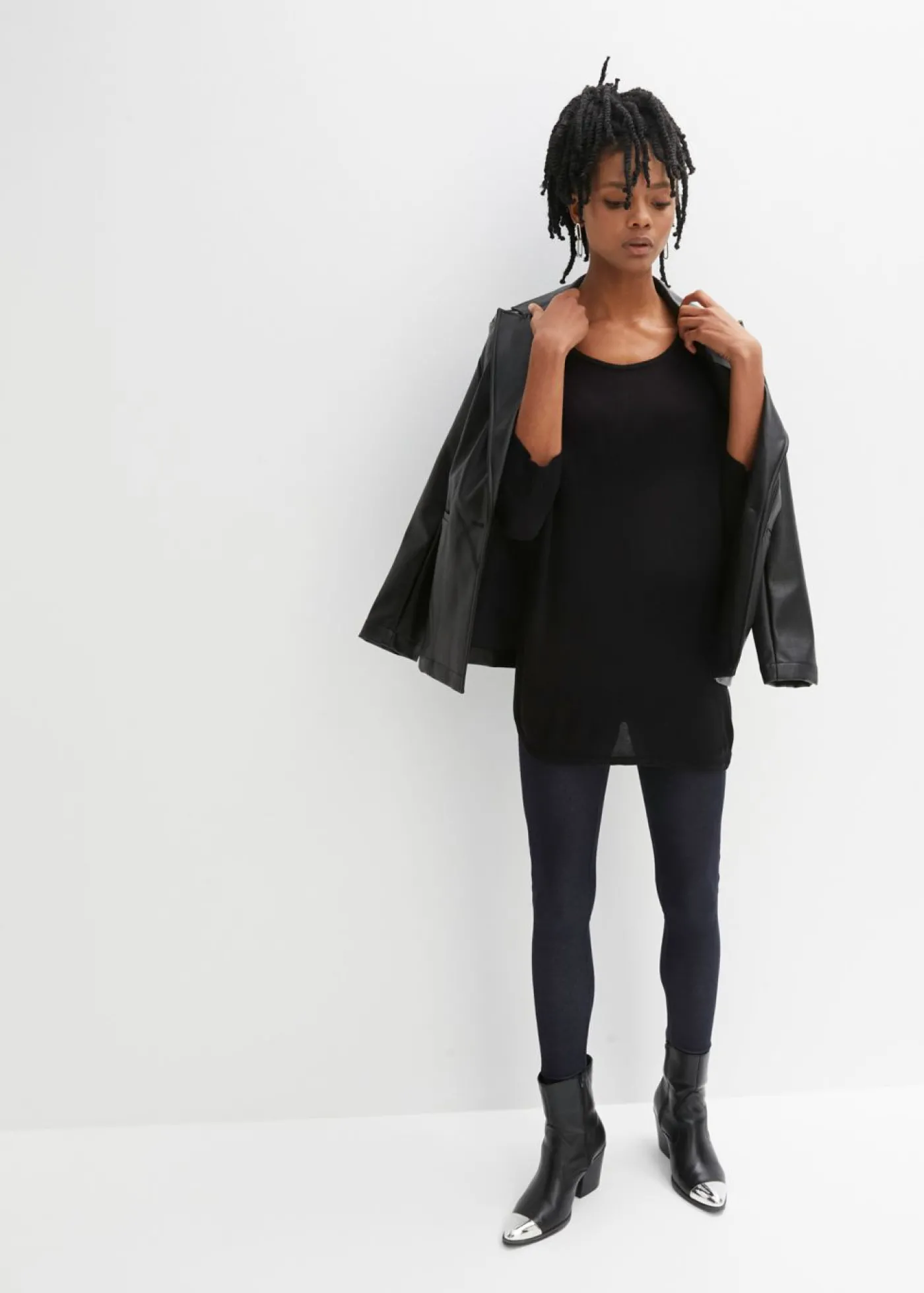 bonprix bonprix Jersey de punto fino con mangas 3/4 Negro Sale