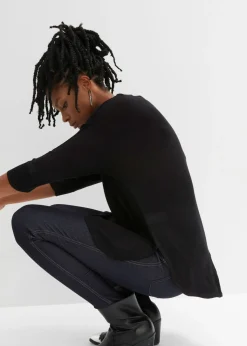 bonprix bonprix Jersey de punto fino con mangas 3/4 Negro Sale