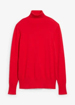 bonprix bonprix Jersey de punto fino con cuello alto rojo lava Discount