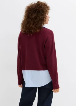 bonprix bonprix Jersey de punto fino con inserto de blusa rojo avellana Outlet