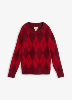 bonprix bonprix Jersey de punto fino con estampado a cuadros rojo lava a cuadros Online