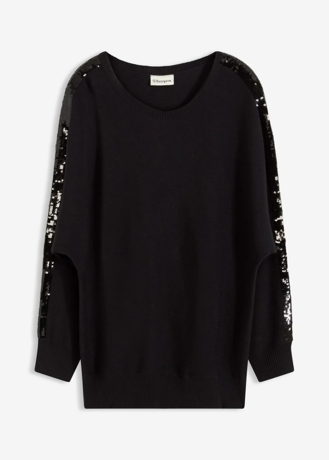 bonprix bonprix Jersey de punto fino con lentejuelas Negro Outlet