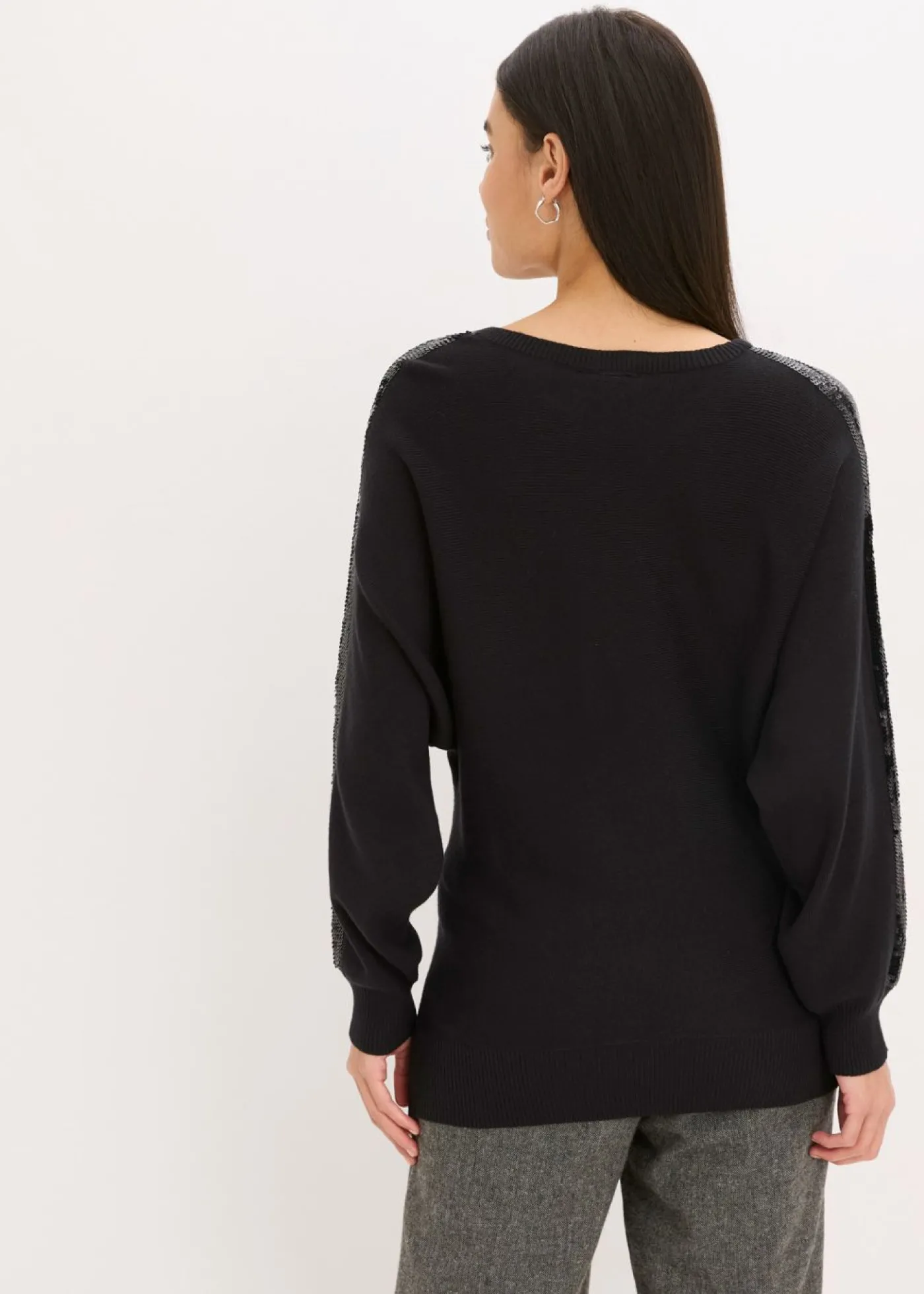 bonprix bonprix Jersey de punto fino con lentejuelas Negro Outlet