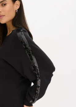 bonprix bonprix Jersey de punto fino con lentejuelas Negro Outlet