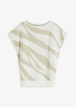bonprix bonprix Jersey de punto fino con hilo brillante estampado cebra blanco lana-gris piedra Best