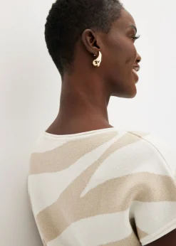 bonprix bonprix Jersey de punto fino con hilo brillante estampado cebra blanco lana-gris piedra Best