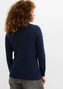 bonprix bonprix Jersey de punto fino con cuello alto Azul marino Clearance