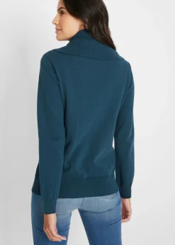 bonprix bonprix Jersey de punto fino con cuello ancho Azul marino Discount