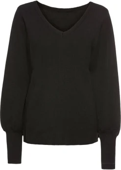 bonprix bonprix Jersey de punto fino con viscosa sostenible Negro Hot
