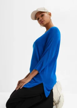 bonprix bonprix Jersey de punto fino con mangas 3/4 Azur Sale