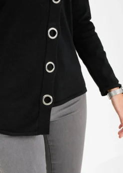 bonprix bonprix Jersey de punto fino con detalles de tachuelas Negro-plata Best