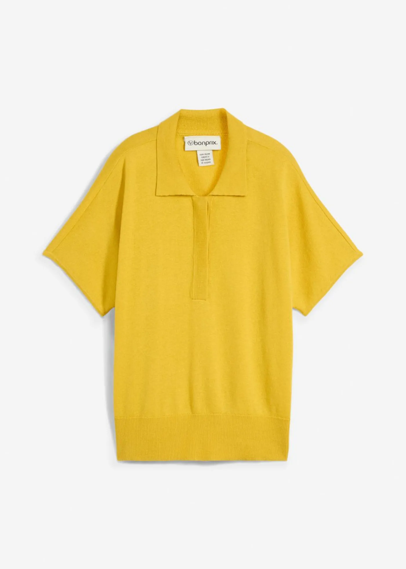 bonprix bonprix Jersey de punto fino con contenido de seda y cuello tipo polo Verde Online