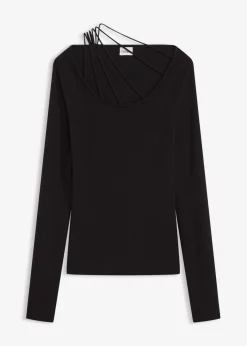 bonprix bonprix Jersey de punto fino con escote profundo Negro New