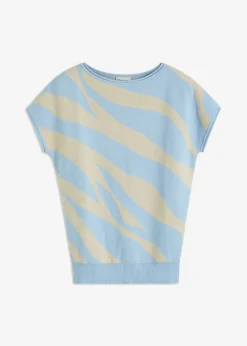 bonprix bonprix Jersey de punto fino con hilo brillante estampado cebra azul claro-gris piedra Online